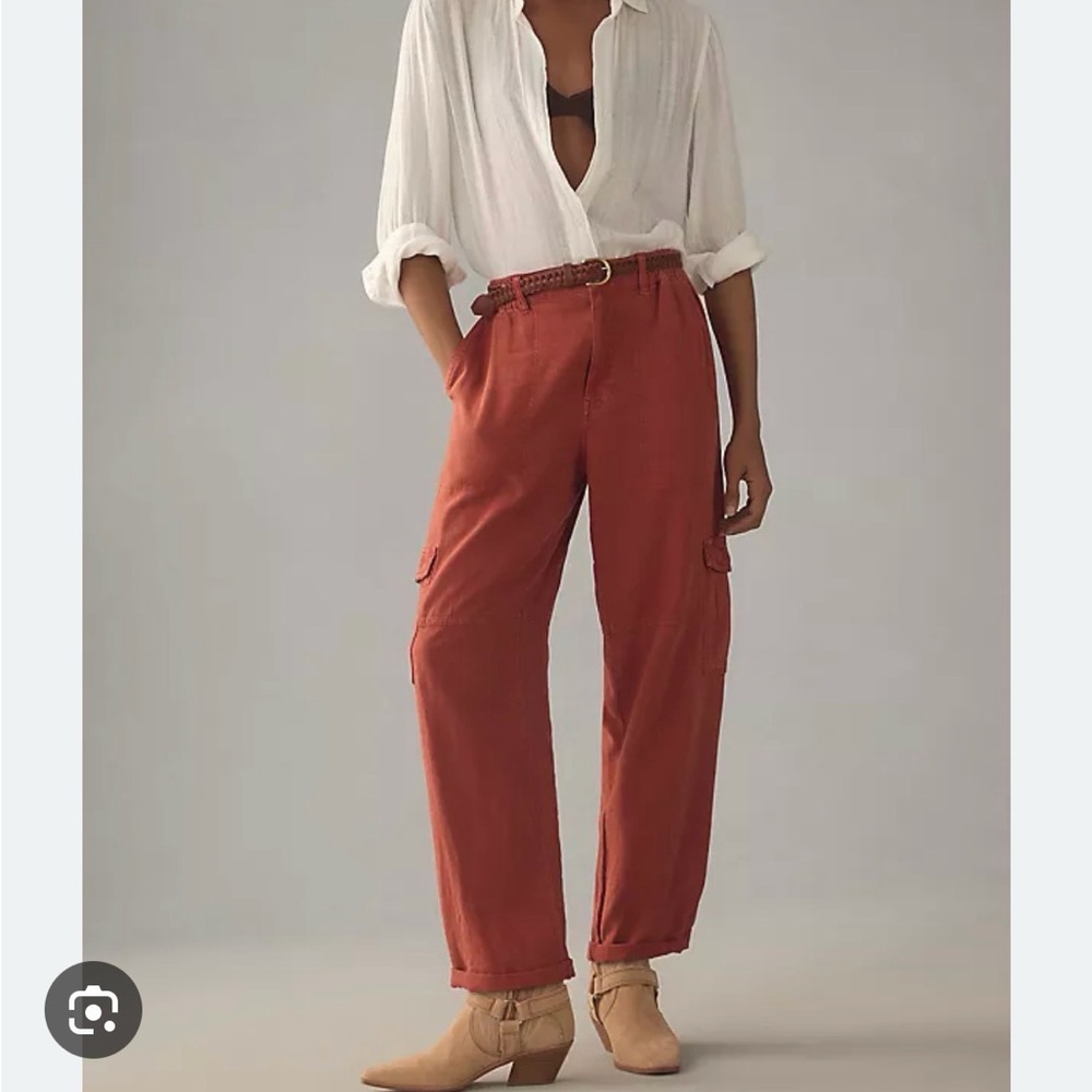 NWOT Pilcro slim linen blend beach cargo pants sz 28